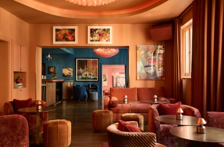 The orange room in The Soho Bar at Groucho Club